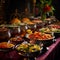 Visually Stunning Reception Buffet Setup with Multiple Food Stations