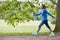 Vital senior woman walking in nature