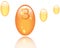 Vitamin B shining pill capcule icon . Vitamin complex with Chemical formula, group B, Cyanocobalamin, hydroxocobalamin. Vector i