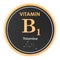 Vitamin B1, thiamine. Circle icon, chemical formula, molecular structure. 3D rendering