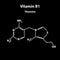 Vitamin B1. Thiamine Molecular chemical formula. Infographics. Vector illustration on black background.