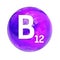 Vitamin B12 sphere molecule for healthcare medical pharmacy. Shining symbol of Vitamin B12. Ascorbic acid. Vitamin icon. 3D render