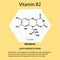 Vitamin B2. Riboflavin Molecular chemical formula. Useful properties of vitamin. Infographics. Vector illustration on