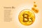 Vitamin B3. Baner with vector images of golden balls with oxygen bubbles. Health concept