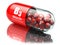 Vitamin B3 capsule. Pill with Niacin or nicotinic acid. Dietary