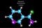 Vitamin B3 molecule structure. Nicotinamide atom. Chemical compound. Black background. Vector illustration. Stock image.