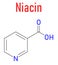 Vitamin B3 or niacin molecule. Skeletal formula.