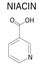 Vitamin B3 or niacin molecule. Skeletal formula.