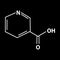 Vitamin B3. A nicotinic acid. Niacin, Vitamin PP. Molecular chemical formula. Infographics. Vector illustration on black