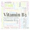 Vitamin B3 in a square shape word cloud.