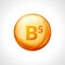 Vitamin b5 pill icon. Pantothenic acid nutrition care. Gold drop essence. Isolated golden vector symbol of b5 vitamin