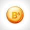 Vitamin b6 pill icon. Pyridoxine nutrition care. Gold drop essence. Isolated golden vector symbol of b6 vitamin medicine