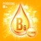 Vitamin B6 Pyridoxine Vector. Vitamin Gold Oil Drop Icon.Organic Gold Droplet Icon. For Beauty, Cosmetic, Heath Promo
