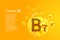 Vitamin B7. Baner with vector images of golden drops with oxygen bubbles. Health concept