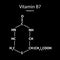 Vitamin B7. Biotin Molecular chemical formula. Infographics. Vector illustration on black background.
