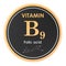 Vitamin B9, folic acid. Circle icon, chemical formula, molecular structure. 3D rendering