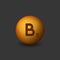Vitamin B9 Orange Glossy Sphere Icon on Dark Background. Vector