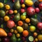 vitamin background food green strawberry fresh fruit water drop healthy bubble. Generative AI.