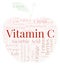 Vitamin C in apple fruit shape word cloud.