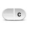 Vitamin C white icon. Vitamin drop pill capsule icon. Vector illustration. EPS10.