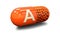 Vitamin A capsule, medicine and wellness 3d illustration. Orange pill