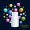 Vitamin complex vector 3D plastic bottle pills