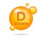 vitamin d, drop gold pill capsule. yellow bubble, realistic vector illustration design