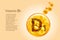 Vitamin D1. Baner with vector images of golden balls with oxygen bubbles. Health concept