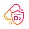 Vitamin D2 Pill Shield icon Logo Protection, Medicine heath Vector illustration