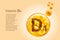 Vitamin D4. Baner with vector images of golden balls with oxygen bubbles. Health concept