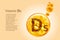 Vitamin D5. Baner with vector images of golden balls with oxygen bubbles. Health concept