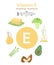 Vitamin E sources set. Foods containing vitamin E. Oil, avocado, fish, nuts. Vitamin for immunity and health. Flat