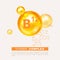 Vitamin gold shining pill capsule icon. Nutrition sign vector concept. The power of vitamin B12. Chemical formula. Cyanocobalamin