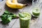 Vitamin green smoothie with spinach, banana, clean eating