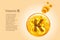Vitamin K. Baner with vector images of golden balls with oxygen bubbles. Health concept