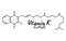 Vitamin K Label and Icon. Chemical Formula and Structure Logo. V