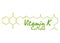 Vitamin K Label and Icon. Chemical Formula and Structure Logo. V