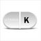 Vitamin K white icon. Vitamin drop pill capsule icon. Vector illustration. EPS10.