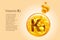 Vitamin K1. Baner with vector images of golden balls with oxygen bubbles. Health concept