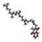 Vitamin K2 or menaquinone molecule. 3D rendering. Atoms are represented as spheres with conventional color coding: hydrogen white