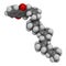 Vitamin K2 or menaquinone molecule. 3D rendering. Atoms are represented as spheres with conventional color coding: hydrogen white