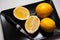 Vitamin lemons on plate