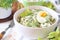 Vitamin light salad with dill, celery, eggs and Greek yogurt