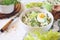 Vitamin light salad with dill, celery, eggs and Greek yogurt