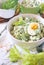 Vitamin light salad with dill, celery, eggs and Greek yogurt