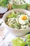 Vitamin light vegetable salad with dill, celery, eggs and Greek yogurt