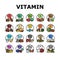Vitamin Mineral Medical Complex Icons Set Vector