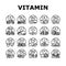 Vitamin Mineral Medical Complex Icons Set Vector