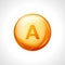 Vitamin A pill icon. Retinol vitamin nutrition treatment. Medicine health care. Natural supplement 3d symbol