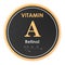 Vitamin A, retinol. Circle icon, chemical formula, molecular structure. 3D rendering